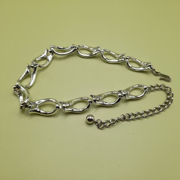Vintage Silver Tone Oval Link Choker Necklace, 16 Inches, 1950s - Picture 11 of 12
